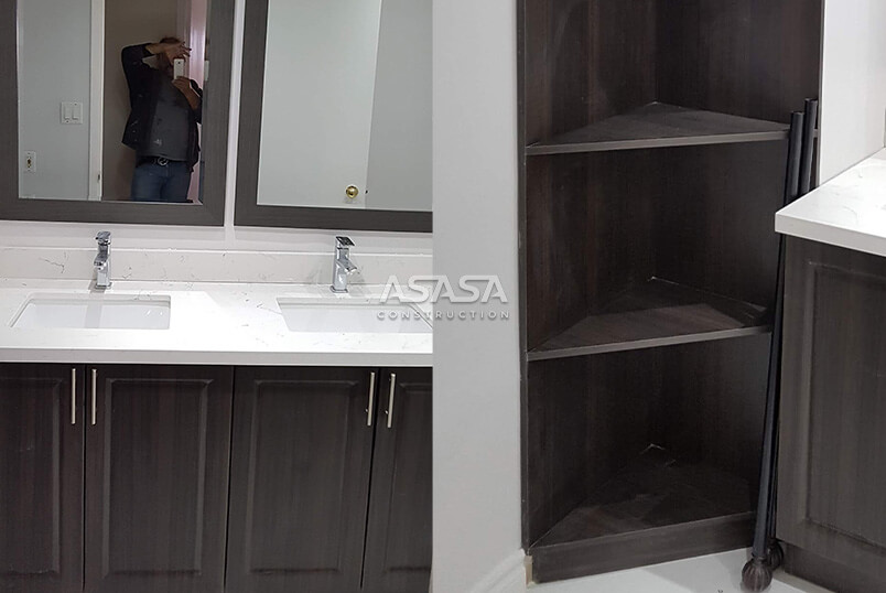 RACK, MIRROR, SINK, AND VANITY INSTALLATION